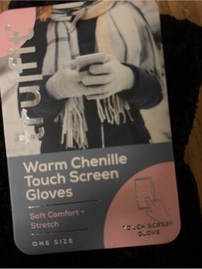 Warm Chenille Touch Screen Gloves — Black by tru fit
